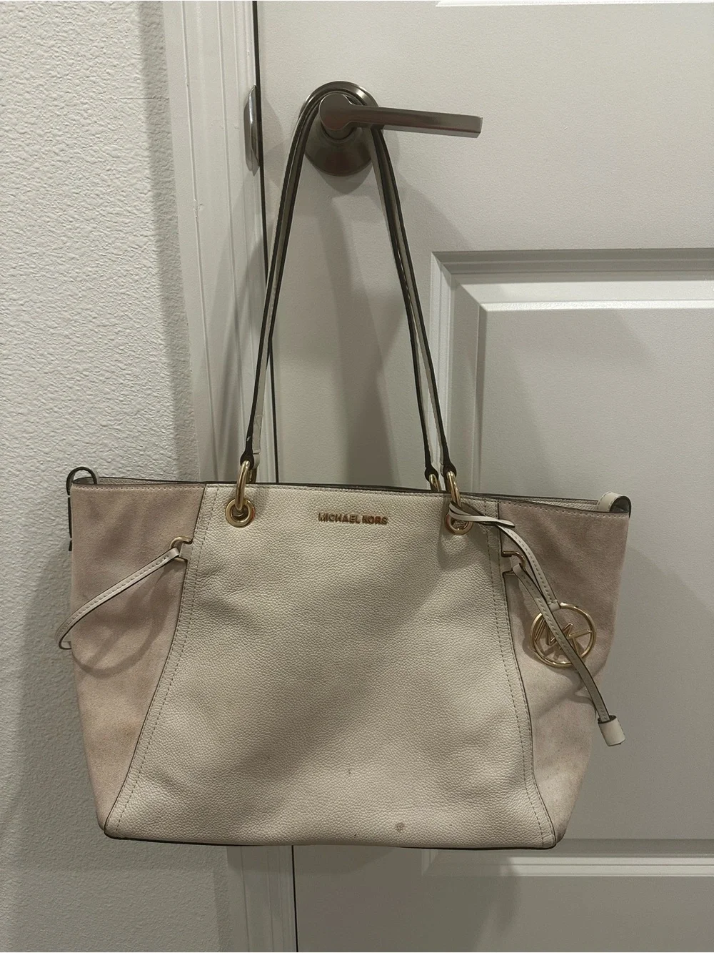 Michael Kors Cream and Blush Leather Shoulder Tote